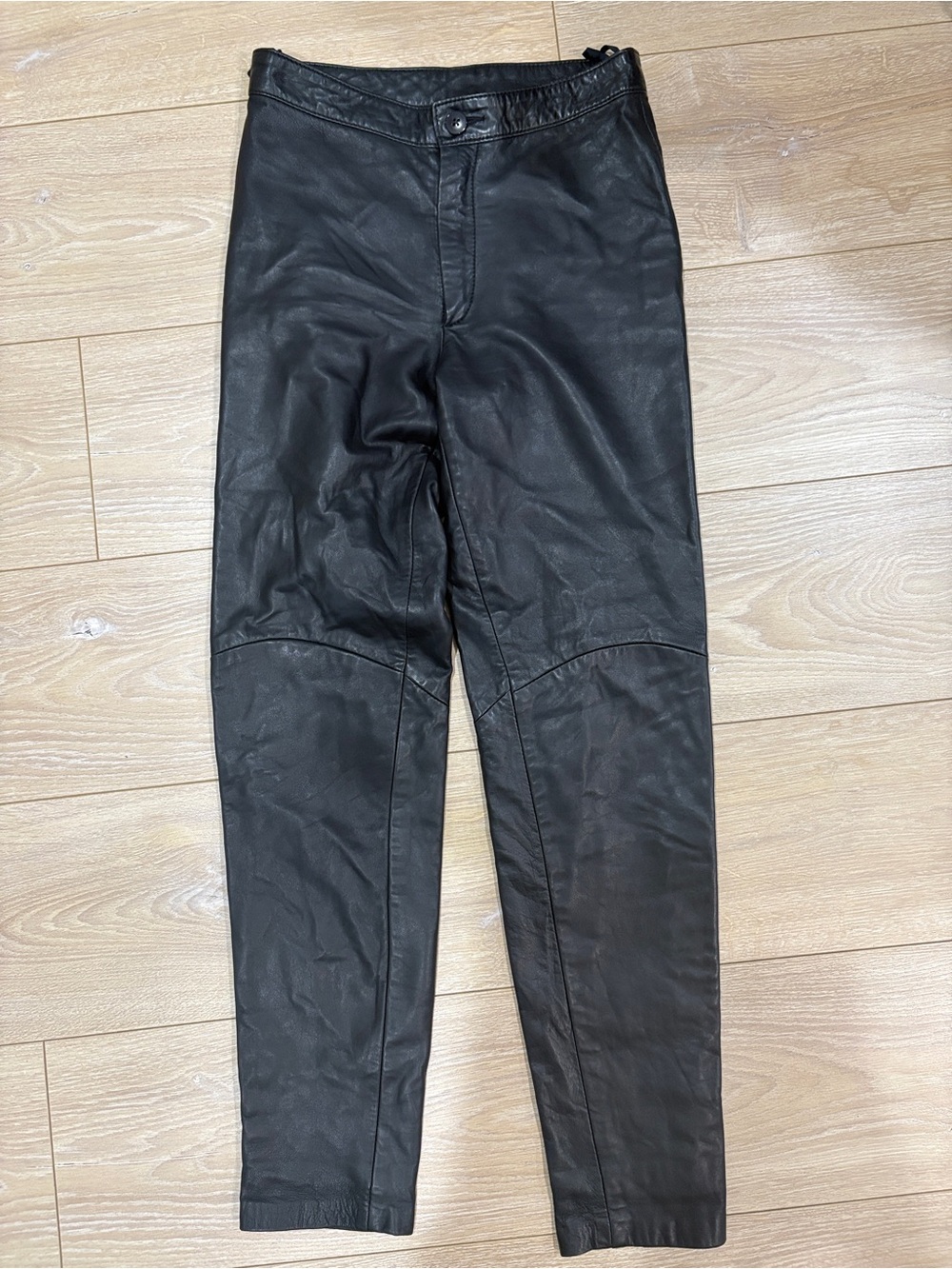 Vtg 90s Michael Hoban North Beach Black Leather Pants Size 7/8 (Fits 26 or 27)